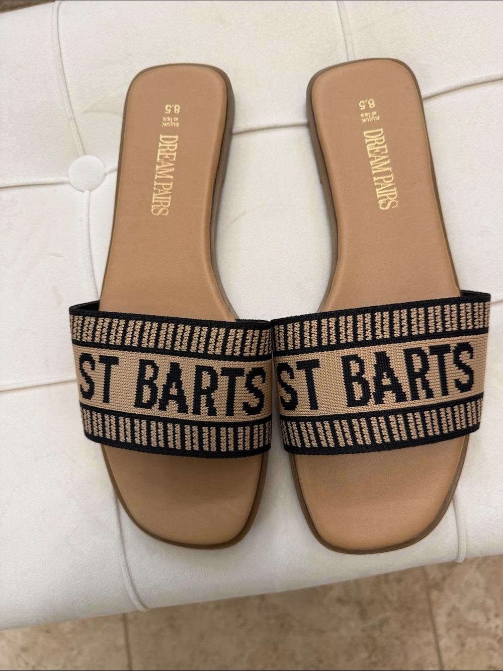 Dream Pairs Tan & Black St. Barts Slide Sandals